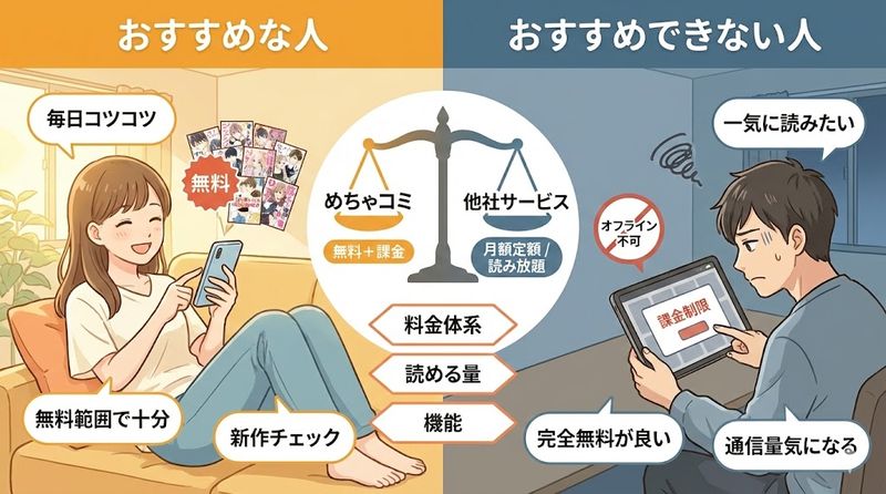 4.めちゃコミ無料会員登録がおすすめな人・おすすめできない人
