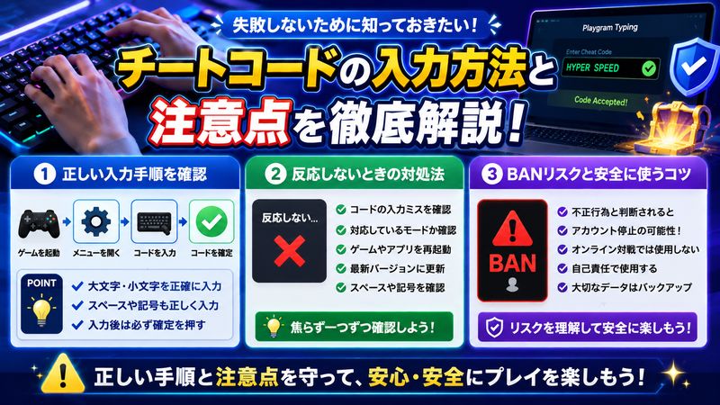 3. チートコードの入力手順と注意点