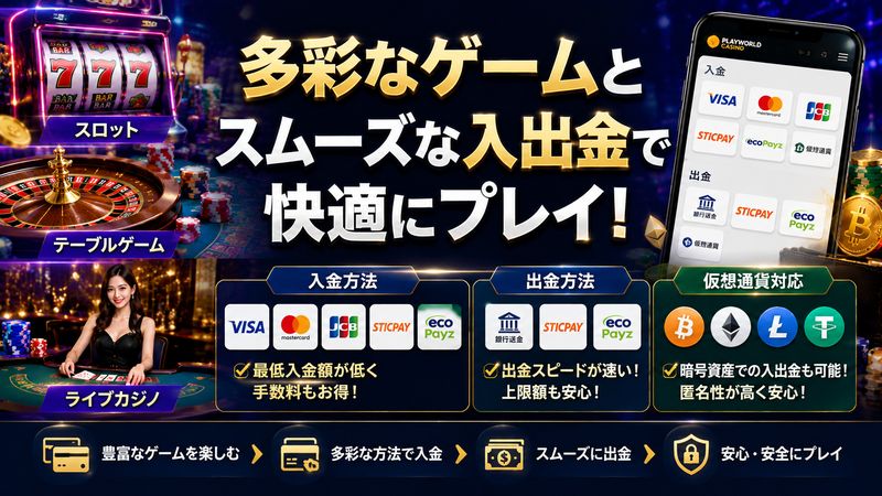 3.プレイワールドカジノのゲーム・入出金方法