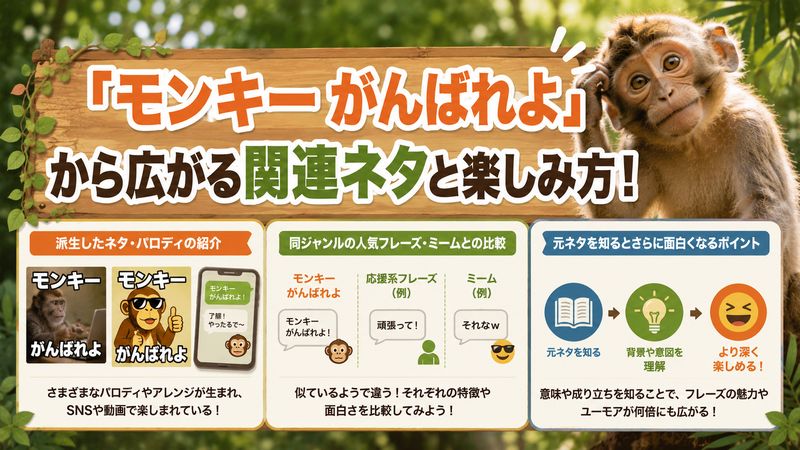 4.「モンキー がんばれよ」から広がる関連ネタと楽しみ方